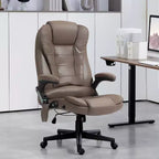 Fauteuil de bureau massant HOMCOM 6 points vibrant avec fonction chauffante, dossier haut en microfibre, inclinaison et accoudoirs