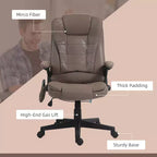 Fauteuil de bureau massant HOMCOM 6 points vibrant avec fonction chauffante, dossier haut en microfibre, inclinaison et accoudoirs