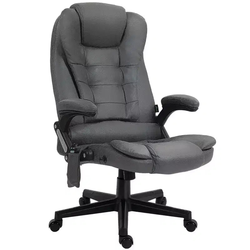 Fauteuil de bureau massant HOMCOM 6 points vibrant avec fonction chauffante, dossier haut en microfibre, inclinaison et accoudoirs