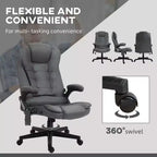 Fauteuil de bureau massant HOMCOM 6 points vibrant avec fonction chauffante, dossier haut en microfibre, inclinaison et accoudoirs