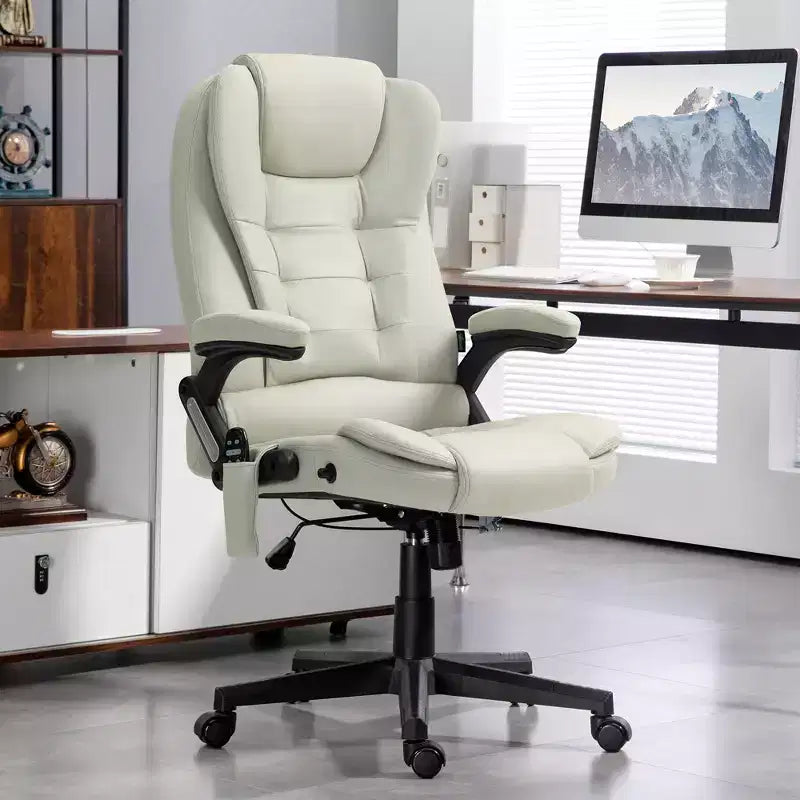 Fauteuil de bureau massant HOMCOM 6 points vibrant avec fonction chauffante, dossier haut en microfibre, inclinaison et accoudoirs