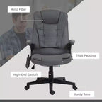 Fauteuil de bureau massant HOMCOM 6 points vibrant avec fonction chauffante, dossier haut en microfibre, inclinaison et accoudoirs