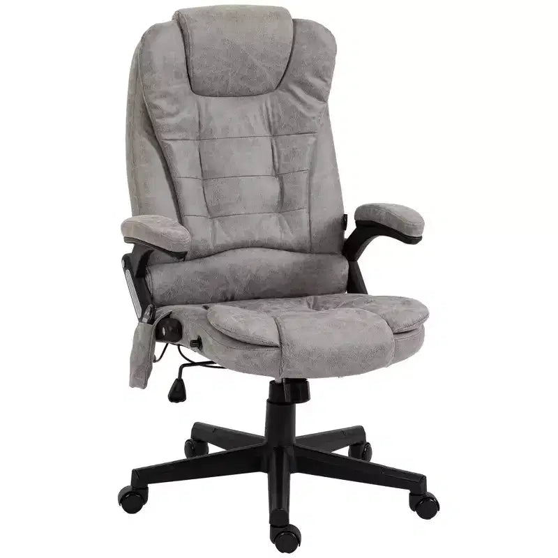 Fauteuil de bureau massant HOMCOM 6 points vibrant avec fonction chauffante, dossier haut en microfibre, inclinaison et accoudoirs