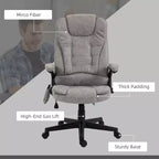 Fauteuil de bureau massant HOMCOM 6 points vibrant avec fonction chauffante, dossier haut en microfibre, inclinaison et accoudoirs