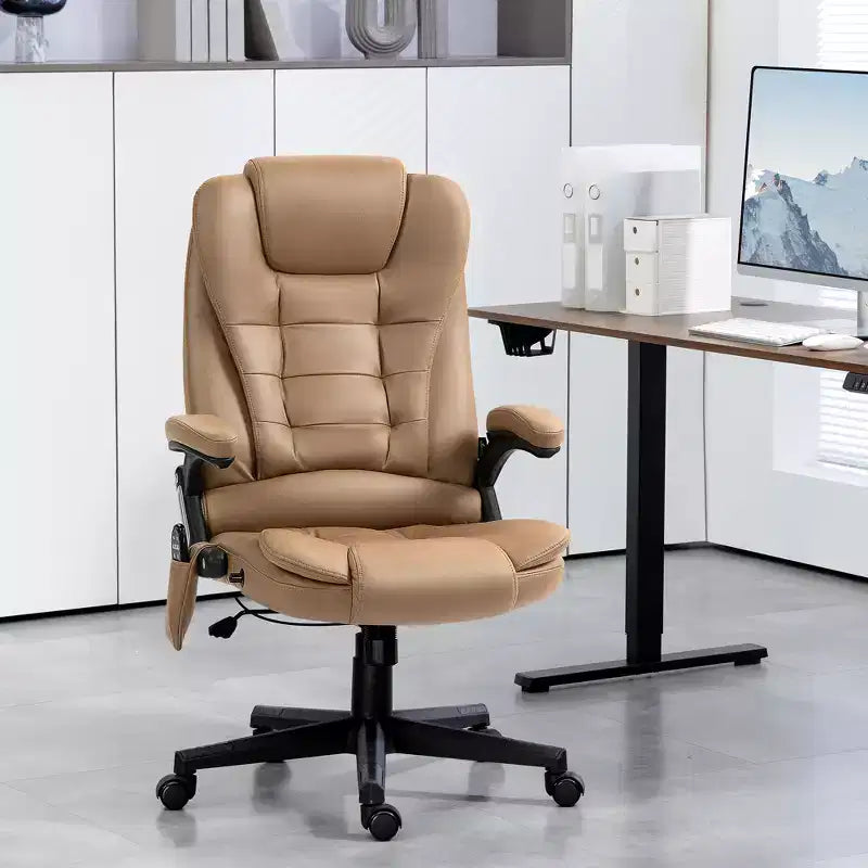 Fauteuil de bureau massant HOMCOM 6 points vibrant avec fonction chauffante, dossier haut en microfibre, inclinaison et accoudoirs