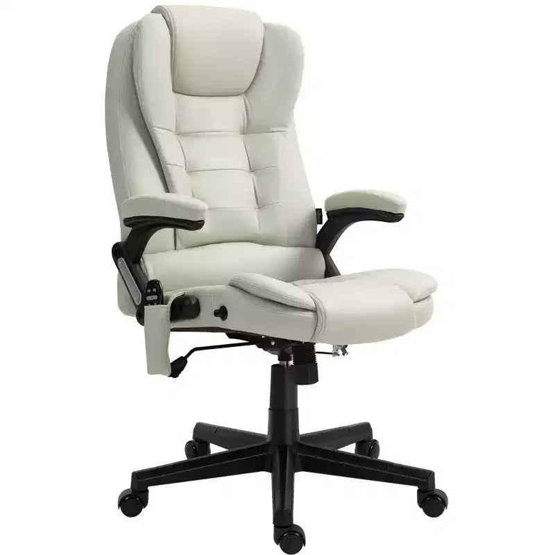 Fauteuil de bureau massant HOMCOM 6 points vibrant avec fonction chauffante, dossier haut en microfibre, inclinaison et accoudoirs