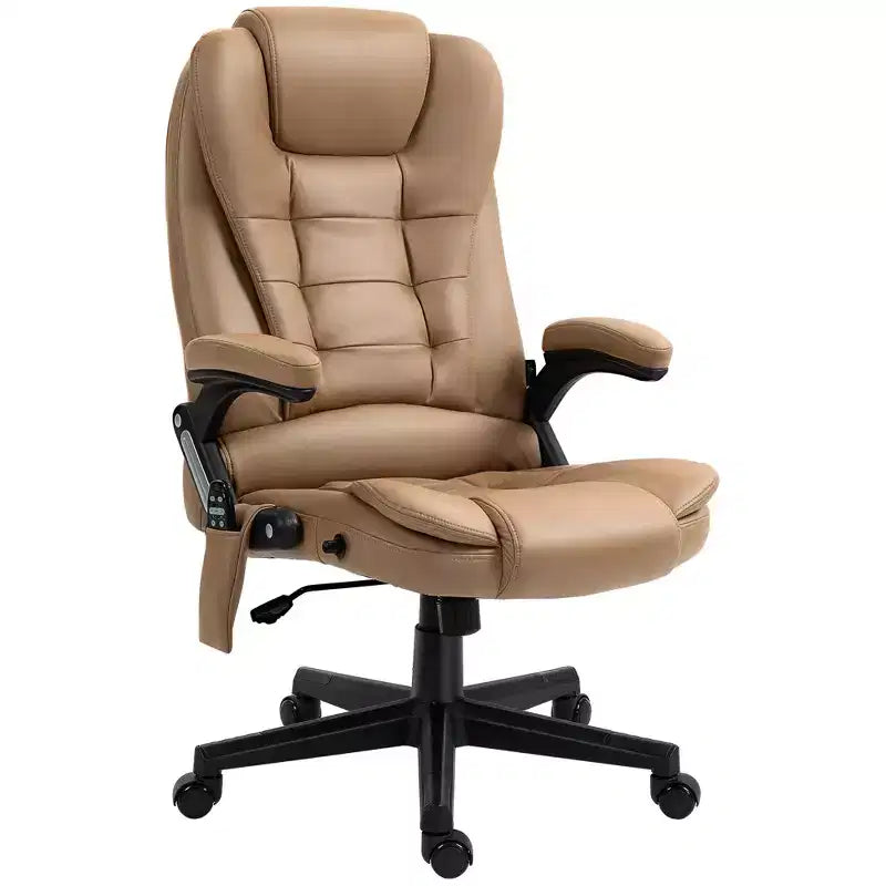 Fauteuil de bureau massant HOMCOM 6 points vibrant avec fonction chauffante, dossier haut en microfibre, inclinaison et accoudoirs
