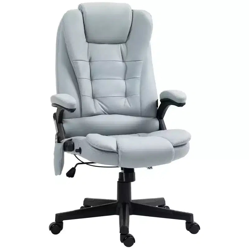 Fauteuil de bureau massant HOMCOM 6 points vibrant avec fonction chauffante, dossier haut en microfibre, inclinaison et accoudoirs