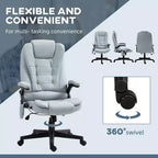 Fauteuil de bureau massant HOMCOM 6 points vibrant avec fonction chauffante, dossier haut en microfibre, inclinaison et accoudoirs