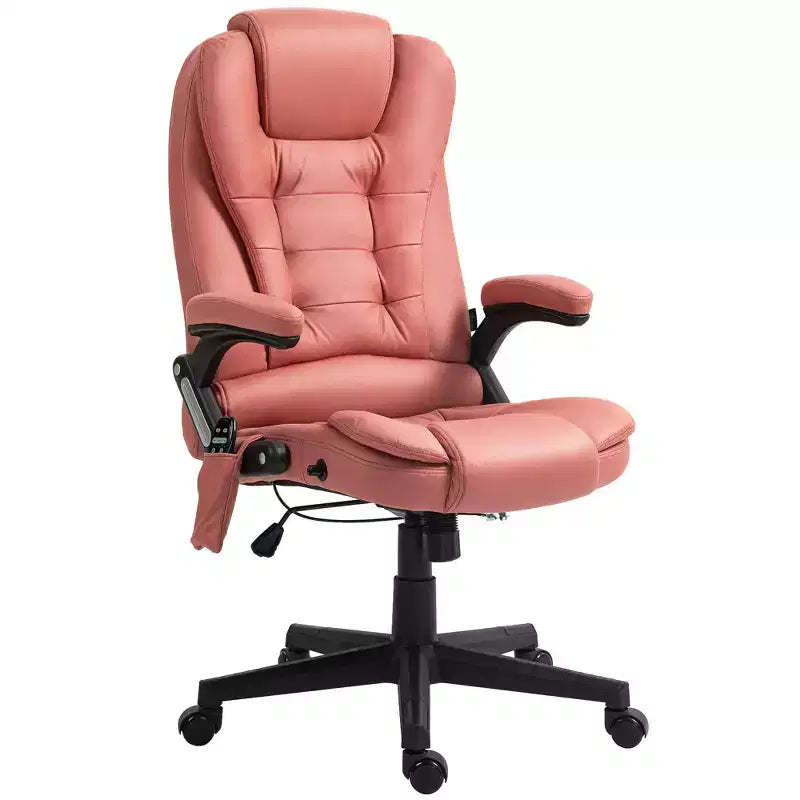 Fauteuil de bureau massant HOMCOM 6 points vibrant avec fonction chauffante, dossier haut en microfibre, inclinaison et accoudoirs