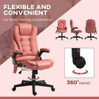Fauteuil de bureau massant HOMCOM 6 points vibrant avec fonction chauffante, dossier haut en microfibre, inclinaison et accoudoirs