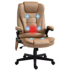 Fauteuil de bureau massant HOMCOM 6 points vibrant avec fonction chauffante, dossier haut en microfibre, inclinaison et accoudoirs