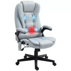 Fauteuil de bureau massant HOMCOM 6 points vibrant avec fonction chauffante, dossier haut en microfibre, inclinaison et accoudoirs
