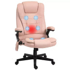 Fauteuil de bureau massant HOMCOM 6 points vibrant avec fonction chauffante, dossier haut en microfibre, inclinaison et accoudoirs