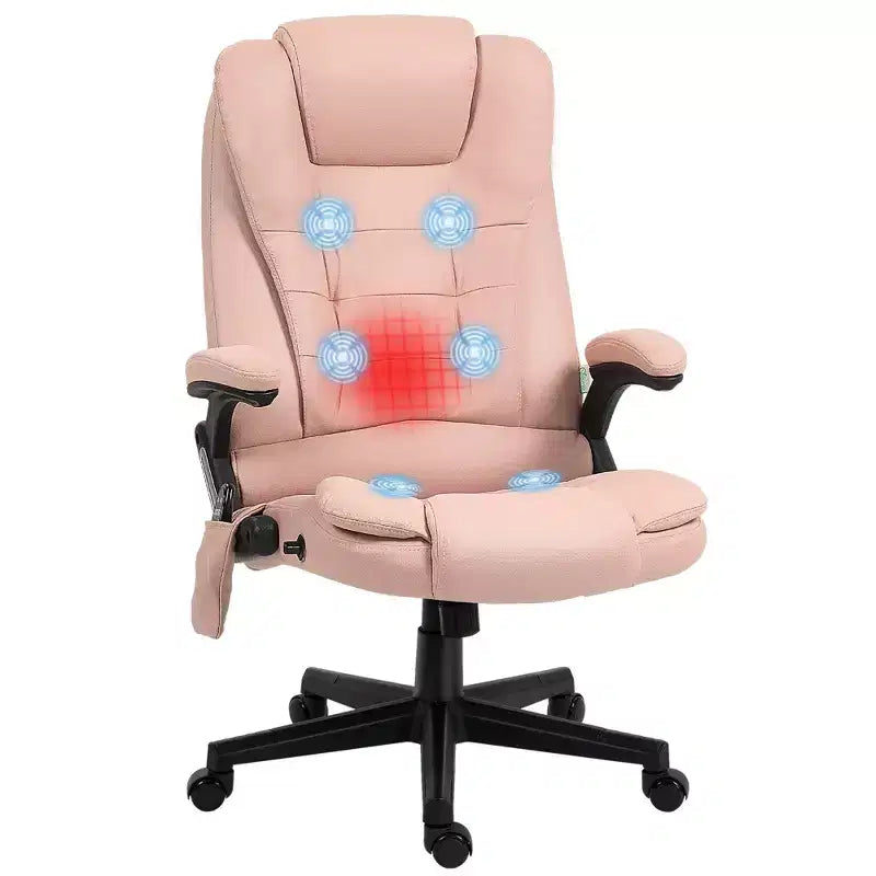 Fauteuil de bureau massant HOMCOM 6 points vibrant avec fonction chauffante, dossier haut en microfibre, inclinaison et accoudoirs