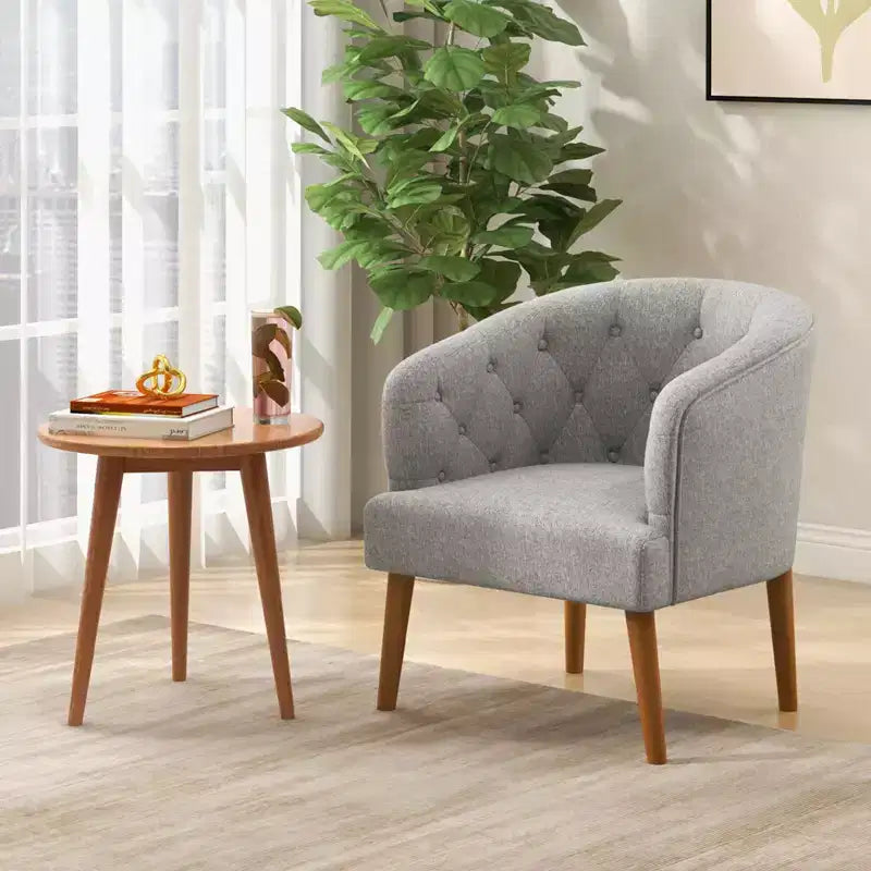 Costway Fauteuil d'appoint rembourré, Fauteuil Club Confortable, Canapé Simple avec Pieds en Bois d'Hévéa