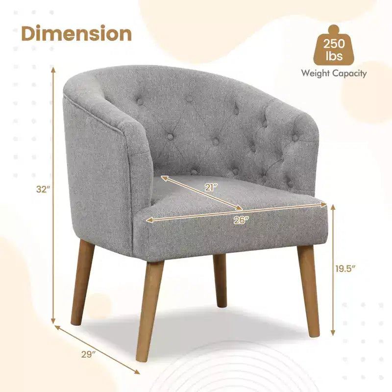 Costway Fauteuil d'appoint rembourré, Fauteuil Club Confortable, Canapé Simple avec Pieds en Bois d'Hévéa