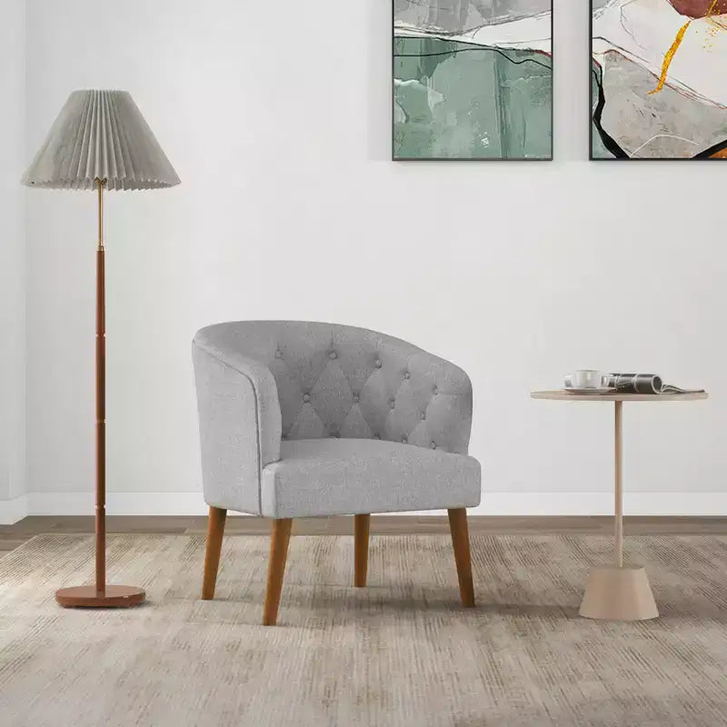Costway Fauteuil d'appoint rembourré, Fauteuil Club Confortable, Canapé Simple avec Pieds en Bois d'Hévéa