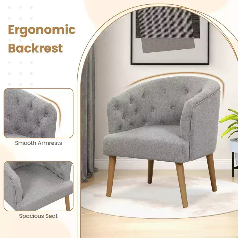 Costway Fauteuil d'appoint rembourré, Fauteuil Club Confortable, Canapé Simple avec Pieds en Bois d'Hévéa