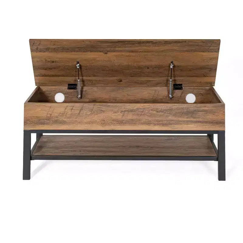 Banc d'entrée rustique Merrick Lane avec étagère de rangement inférieure