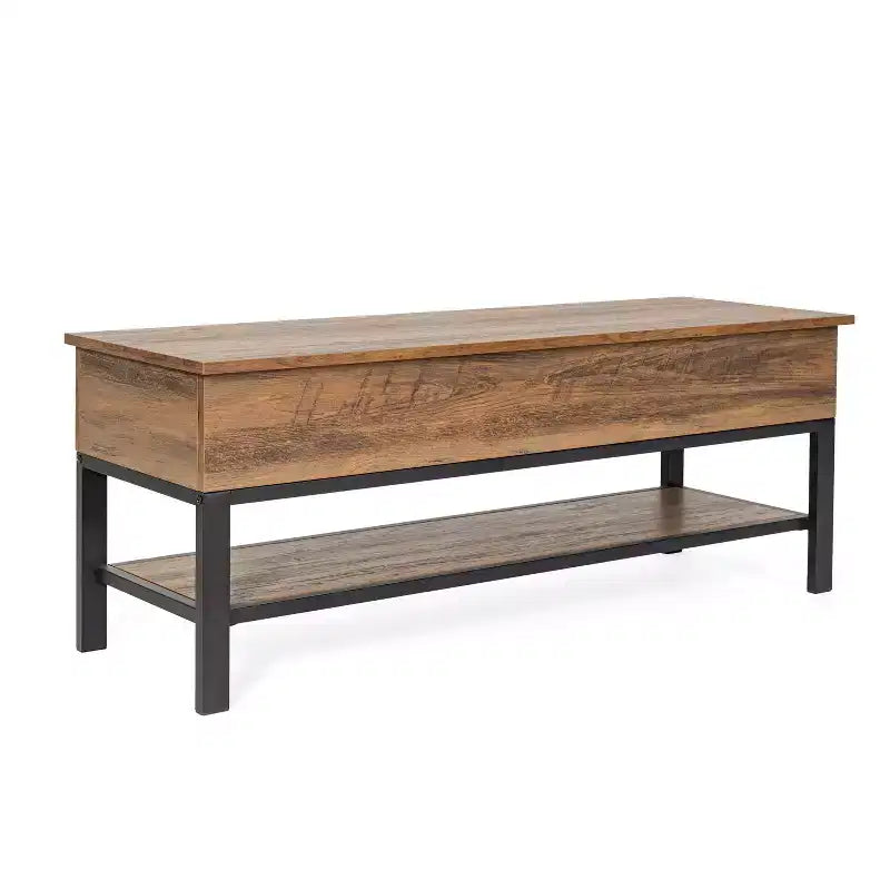 Banc d'entrée rustique Merrick Lane avec étagère de rangement inférieure