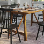 Table de salle à manger Emma et Oliver en bois avec piètement tréteau