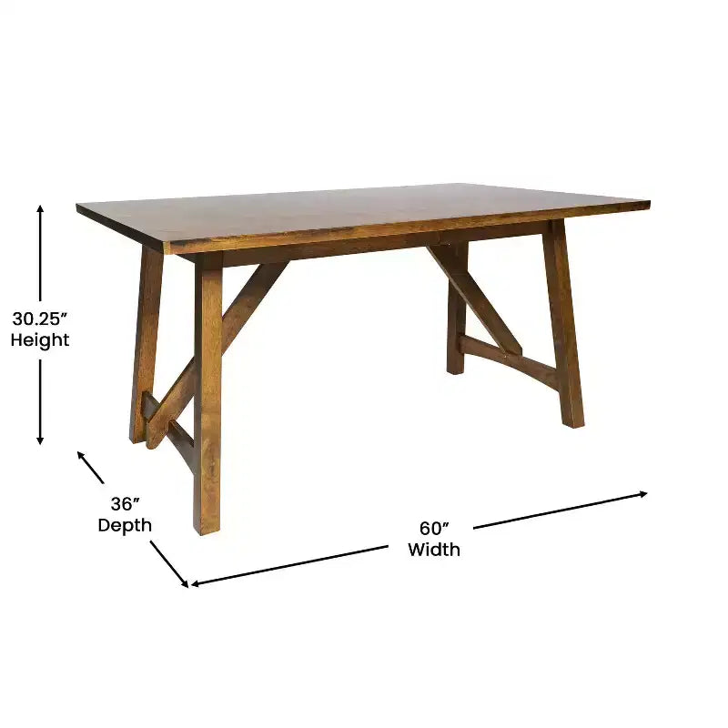 Table de salle à manger Emma et Oliver en bois avec piètement tréteau