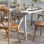 Table de salle à manger Emma et Oliver en bois avec piètement tréteau