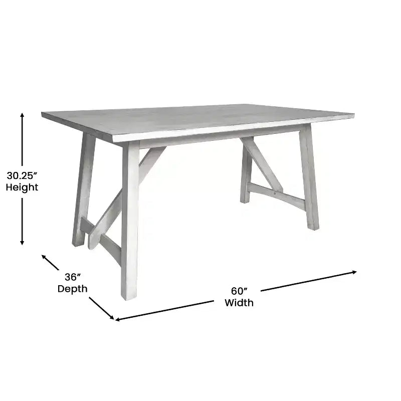 Table de salle à manger Emma et Oliver en bois avec piètement tréteau