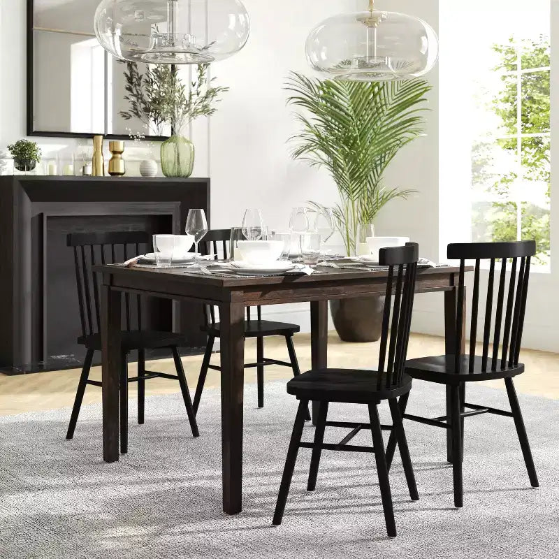 Flash Furniture Henry Table à manger en bois massif, rectangulaire et robuste de qualité commerciale pour 4 personnes