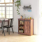 Meuble de bar à café de ferme HOMCOM, buffet de 84 cm avec porte coulissante de grange et étagère réglable, meuble buffet de cuisine