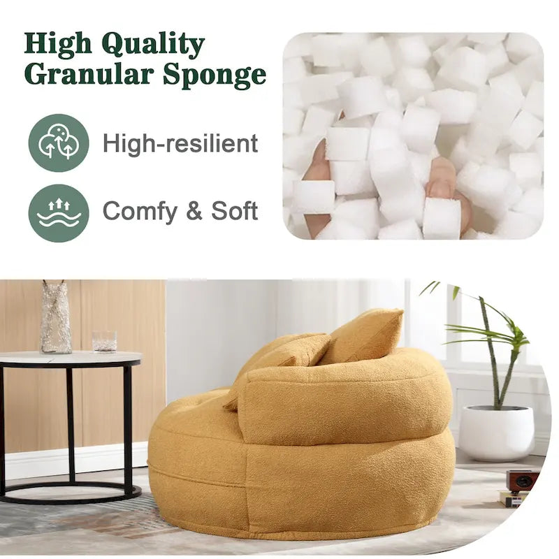 Fauteuil arrondi type « lazy sofa » – Blanc/Bleu/Gris/Jaune/Orange/Rose fuchsia/Bleu marine/Vert, modèle une ou deux places