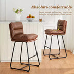 Lot de 2 tabourets de bar modernes en similicuir épais avec pieds en métal - Glitzhome