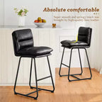 Lot de 2 tabourets de bar modernes en similicuir épais avec pieds en métal - Glitzhome