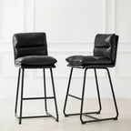 Lot de 2 tabourets de bar modernes en similicuir épais avec pieds en métal - Glitzhome
