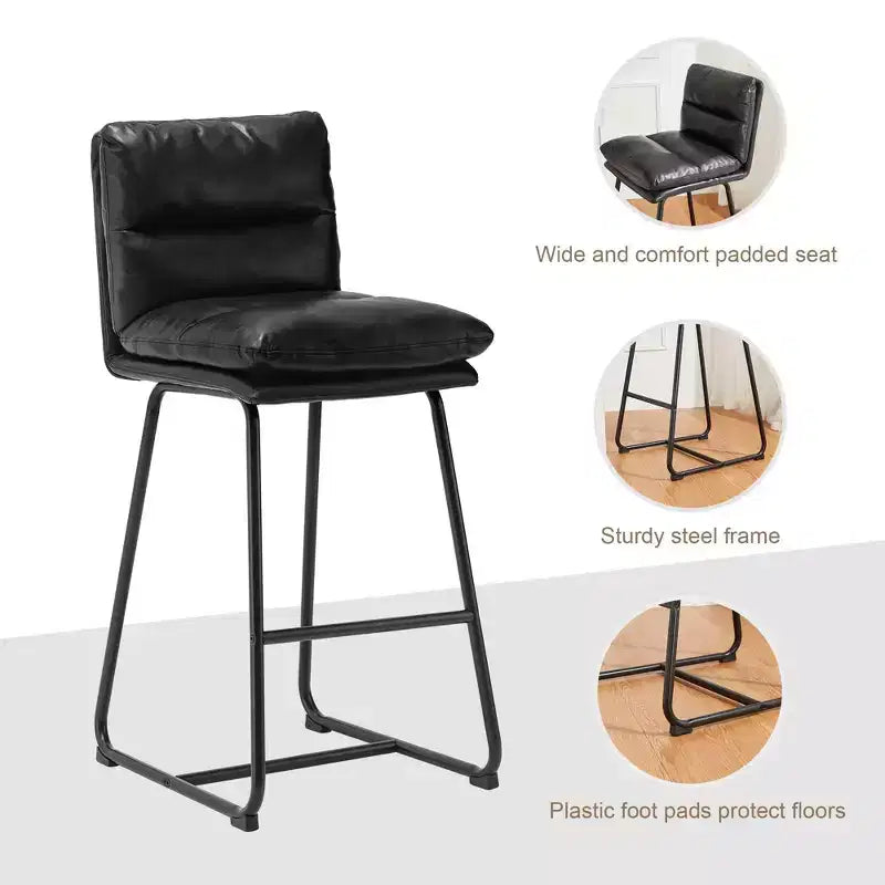 Lot de 2 tabourets de bar modernes en similicuir épais avec pieds en métal - Glitzhome