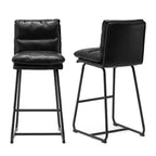 Set of 2 Modern Thick Leatherette Bar Stools with Metal Legs - Glitzhome