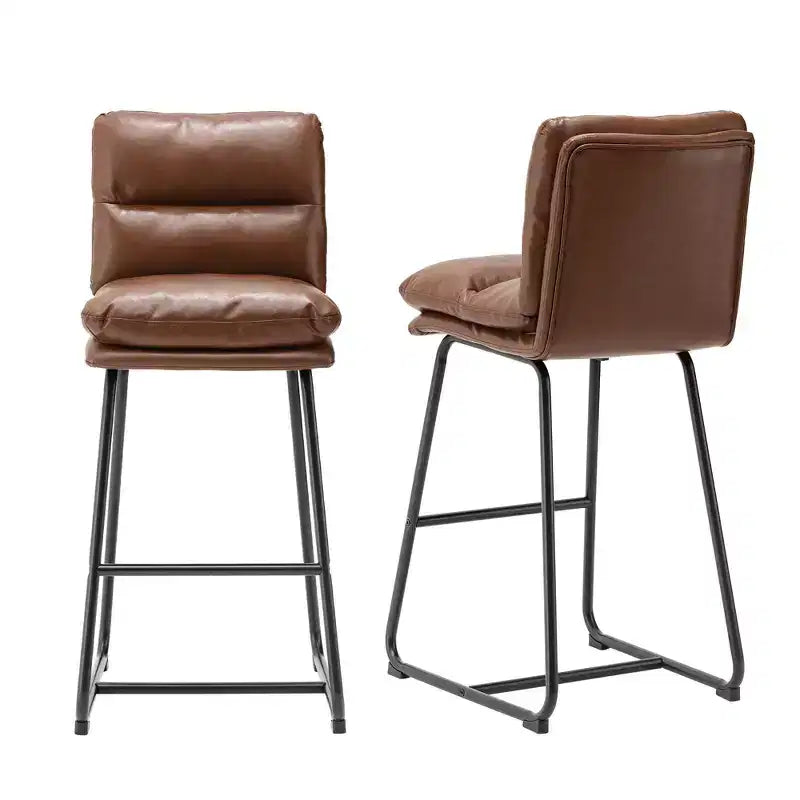 Lot de 2 tabourets de bar modernes en similicuir épais avec pieds en métal - Glitzhome