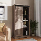 Flash Furniture Harrison Armoire/bibliothèque rustique de style campagnard avec porte de grange coulissante et étagères réglables