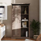 Flash Furniture Harrison Armoire/bibliothèque rustique de style campagnard avec porte de grange coulissante et étagères réglables