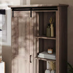 Flash Furniture Harrison Armoire/bibliothèque rustique de style campagnard avec porte de grange coulissante et étagères réglables
