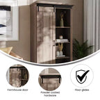 Flash Furniture Harrison Armoire/bibliothèque rustique de style campagnard avec porte de grange coulissante et étagères réglables