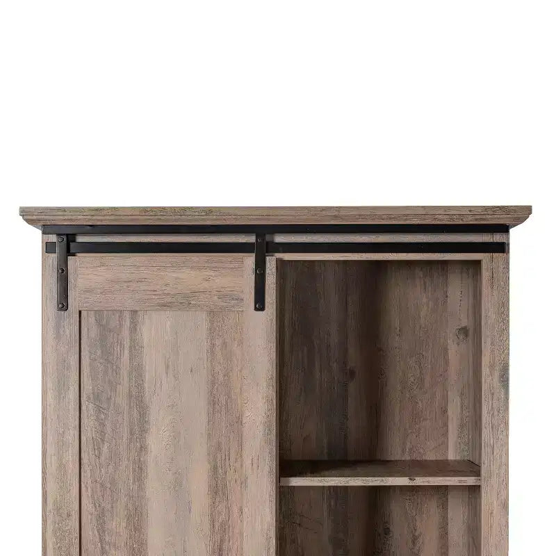Flash Furniture Harrison Armoire/bibliothèque rustique de style campagnard avec porte de grange coulissante et étagères réglables
