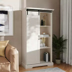 Flash Furniture Harrison Armoire/bibliothèque rustique de style campagnard avec porte de grange coulissante et étagères réglables