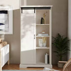 Flash Furniture Harrison Armoire/bibliothèque rustique de style campagnard avec porte de grange coulissante et étagères réglables