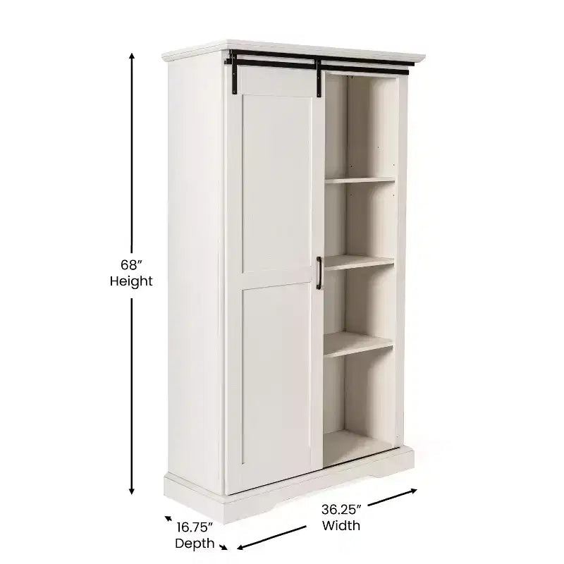 Flash Furniture Harrison Armoire/bibliothèque rustique de style campagnard avec porte de grange coulissante et étagères réglables