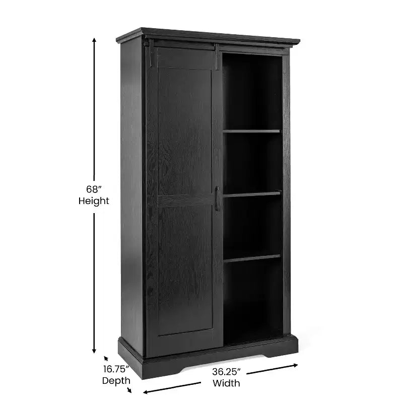 Flash Furniture Harrison Armoire/bibliothèque rustique de style campagnard avec porte de grange coulissante et étagères réglables