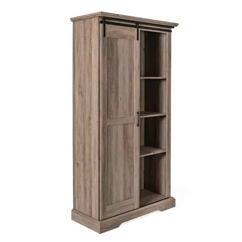 Flash Furniture Harrison Armoire/bibliothèque rustique de style campagnard avec porte de grange coulissante et étagères réglables