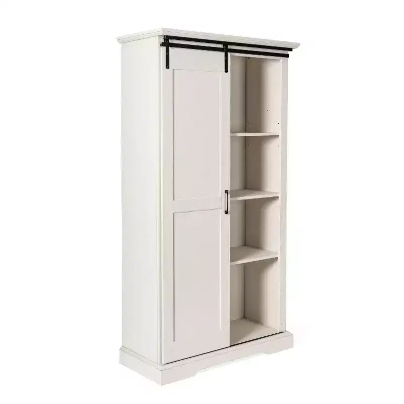 Flash Furniture Harrison Armoire/bibliothèque rustique de style campagnard avec porte de grange coulissante et étagères réglables