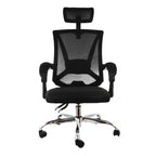 Chaise de bureau Elama Full Back en maille réglable avec appui-tête, noire